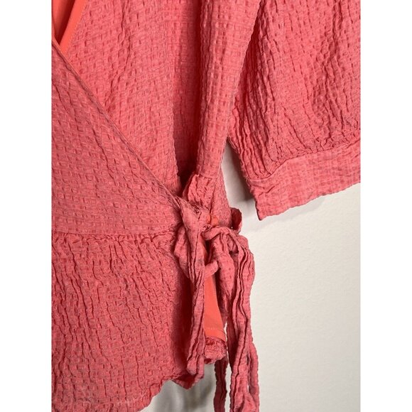 Marie Oliver Pink Wrap Textured Blouse Size S - Picture 4 of 5